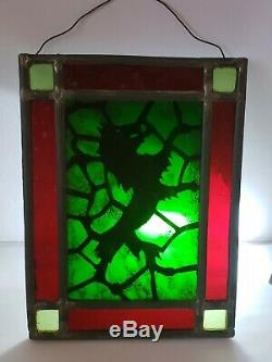 Antique 19th C.'English Scottish Lion' Stained Glass Leaded Glass Window Panel