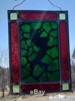 Antique 19th C.'English Scottish Lion' Stained Glass Leaded Glass Window Panel