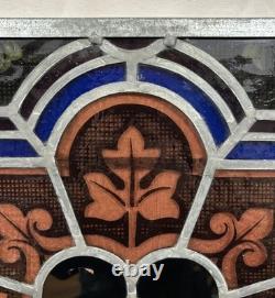 Antique 19th Century Leaded Hand Painted & Fired Stained Glass Window 29x28.75
