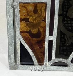 Antique 19th Century Leaded Hand Painted & Fired Stained Glass Window 29x28.75