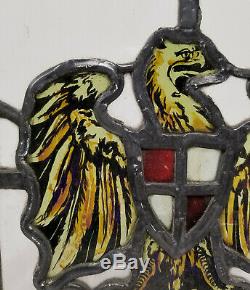Antique 19th Century Style Stained Glass Window Panel Eagle Bird