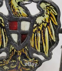 Antique 19th Century Style Stained Glass Window Panel Eagle Bird