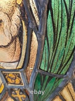 Antique 19thc stained glass window religion panel plaue saint Cornelius rare