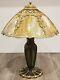 Antique 6 Panel Slag Stained Glass Lamp Beautiful Works Clean