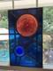 Antique Abstract 20x12 Leaded Wavy Glass Window Panel W Large Rondels #2