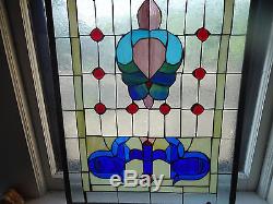 Antique American Stained Glass Multi-Colored Window Panel 44x 23.5 Chicago