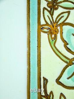 Antique Art Nouveau French Belgian Hand Painted Stained Glass Window Wall Panel