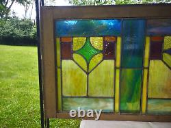 Antique Arts & Crafts/Mission Stained Leaded Glass Transom Window 44 x 19.5