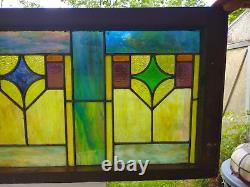 Antique Arts & Crafts/Mission Stained Leaded Glass Transom Window 44 x 19.5