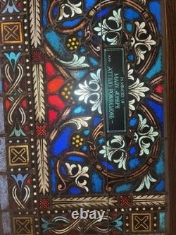 Antique Church Stained Glass Memorial Window Panel Painted Gothic 28x47