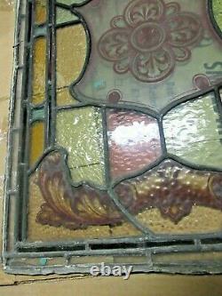 Antique Decorative Stained Glass Panel Shield A