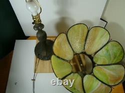 Antique Eight Panel Slag Glass Stained Glass lamp 17 1/4 inches