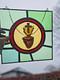 Antique Flemish stained glass window panel Holy Sacred Heart JEsus Christ symbol