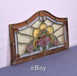 Antique French Stained Glass Panel with Brass and Leaded Framing (2 AVAILABLE)