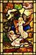 Antique Hand LEADED Painted STAINED GLASS Panel St Paul Can Ship Worldwide