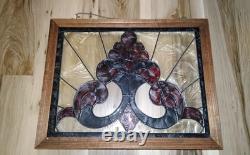 Antique Hanging Framed Art Deco Lead Stained Glass Panel 19 3/4 W 15 5/8 L