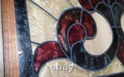 Antique Hanging Framed Art Deco Lead Stained Glass Panel 19 3/4 W 15 5/8 L