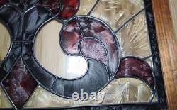 Antique Hanging Framed Art Deco Lead Stained Glass Panel 19 3/4 W 15 5/8 L
