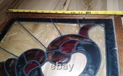 Antique Hanging Framed Art Deco Lead Stained Glass Panel 19 3/4 W 15 5/8 L