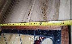 Antique Hanging Framed Art Deco Lead Stained Glass Panel 19 3/4 W 15 5/8 L