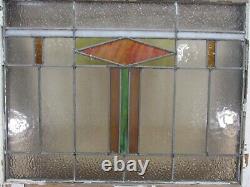Antique Leaded Stained Stain Glass Window Panel in Wood Frame 30x25 (b)