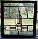 Antique Leaded Wavy & Stained Glass Window Wood Frame Chicago Bungalow Style