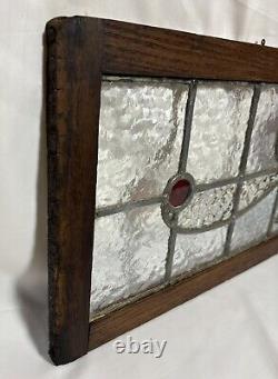 Antique Old English Leaded Stained Glass Window Transom 36.5x12.75 Textured