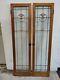 Antique Pair Of Stained Glass Panel Sidelight/Cabinet Doors60 3/8 X 15 3/8