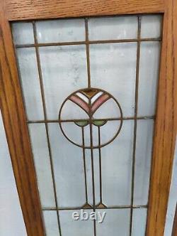 Antique Pair Of Stained Glass Panel Sidelight/Cabinet Doors60 3/8 X 15 3/8