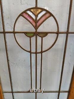 Antique Pair Of Stained Glass Panel Sidelight/Cabinet Doors60 3/8 X 15 3/8