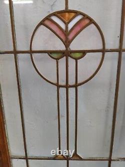 Antique Pair Of Stained Glass Panel Sidelight/Cabinet Doors60 3/8 X 15 3/8