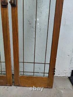 Antique Pair Of Stained Glass Panel Sidelight/Cabinet Doors60 3/8 X 15 3/8