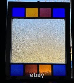Antique Queen Anne 19th Century Textured Stained & Privacy Glass Window 34.25