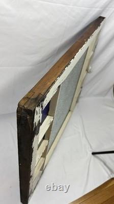 Antique Queen Anne 19th Century Textured Stained & Privacy Glass Window 34.25