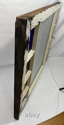 Antique Queen Anne 19th Century Textured Stained & Privacy Glass Window 34.25