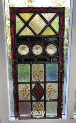 Antique Rectangular Stained Glass Panel. #7400/9