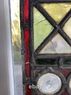 Antique Rectangular Stained Glass Panel. #7400/9