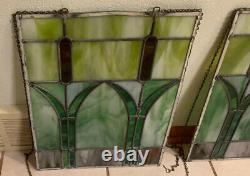 Antique STAINED GLASS Panels (3)