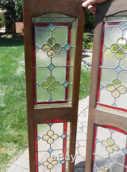 Antique Stained Glass Panels In Sidelight Shutter