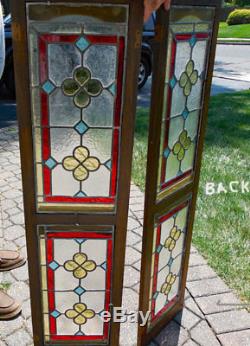 Antique Stained Glass Panels In Sidelight Shutter