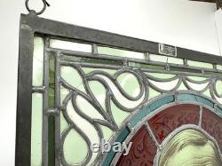 Antique Stained Glass Portrait Bishop James Fraser Manchester Victorian Panel