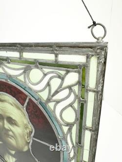 Antique Stained Glass Portrait Bishop James Fraser Manchester Victorian Panel