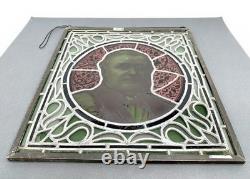 Antique Stained Glass Portrait Bishop James Fraser Manchester Victorian Panel