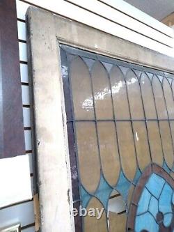 Antique Stained Glass Side Light Wall Window Panel 93-1/2X41-3/4X1-7/8 Inches