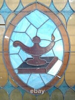 Antique Stained Glass Side Light Wall Window Panel 93-1/2X41-3/4X1-7/8 Inches