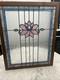 Antique Stained Glass Window Original Wood Casing Simple Flower Design 32x 26