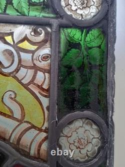 Antique Stained Glass Window Panel. Early Victorian. Beautifully Painted