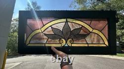 Antique Stained Glass Window Panel Pair (transom windows)