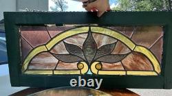 Antique Stained Glass Window Panel Pair (transom windows)