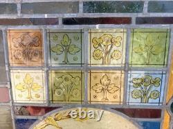 Antique Stained Glass Window Panel Religious Portrait Salvage c. 1890-1910 36x37